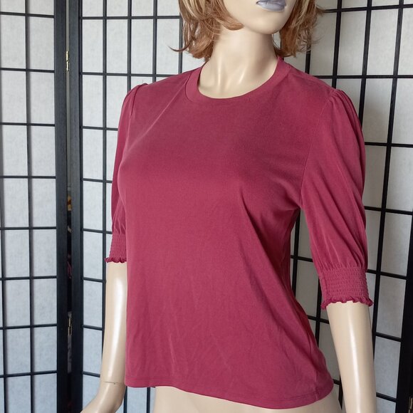Lucky Brand Women's Maroon Modal Polyester Crewneck Half Sleeve Top Size M - Picture 4 of 8